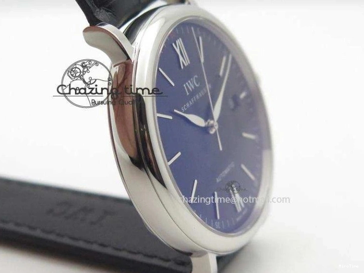 MIROTIME 0511 GoodFit Portofino SCHAFFHAUSEN SS MKF 1:1 V2 Best Edition Black Dial On Black Leather Strap A 7350